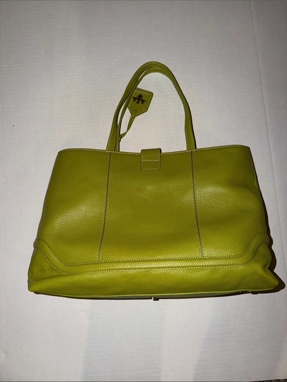 Prix de Dressage Chartreuse Leather Tote with Gold Accent Hardware - Picture 2 of 5